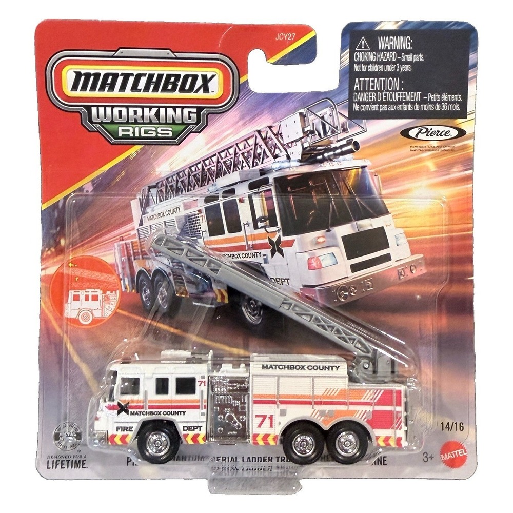 Matchbox Working Rigs Pierce Quantum Aerial Ladder Fire Truck 14/16 Diecast 1:64